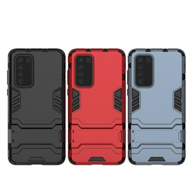 Iron Man Armor Creative Anti-Fall 3 in 1 Detachable Hard PC + Soft TPU with Invisible Stand Back Cover Case for Huawei P40