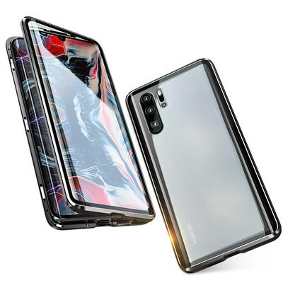 HD Transparent Tempered Glass Front Screen Protector + Magnetic Attraction Back Cover Case for Huawei P30 Pro 