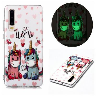 Luminous Colored Painting Shockproof Anti-Scratch Soft TPU Back Cover Case for Huawei P30 