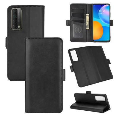 Double Buckle Side Suction Calf Pattern Scratch Resistant PU Leather Filp Phone Case with Stand and Card Slots for HUAWEI P Smart 2021