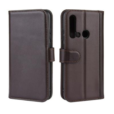 Side Flip Wallet Style Genuine Leather + Soft TPU Card Slots with Stand and Magnetic Buckle Case for Huawei nova 5i