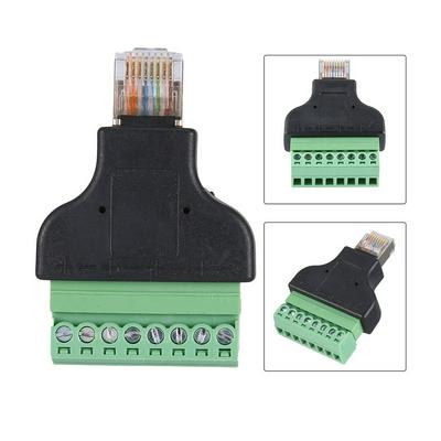 8P8C RJ45 Plug Male naar AV Schroef Terminal 8P in CCTV Blok
