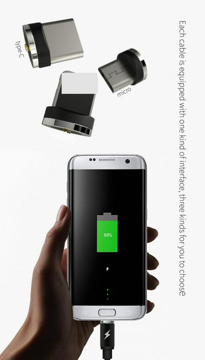 WK Design 2.1A Magnetic Reversible Type-C Interface 1m Durable Charging / Dash USB Cable for Devices with Type-C Interfaces