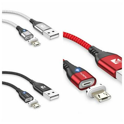 FLOVEME 1m Micro USB 3A Fast Charging Strong Magnetic Suction Charging Data Sync Cable with LED Light for Devices with Micro USB Interfaces