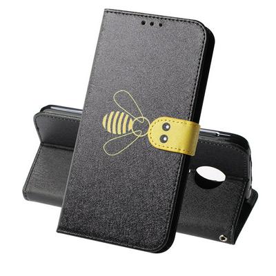 Bee Pattern Shockproof PU Leather + Soft TPU with Strap Card Slots Stand Wallet Protective Case for Motorola Moto G7 Power