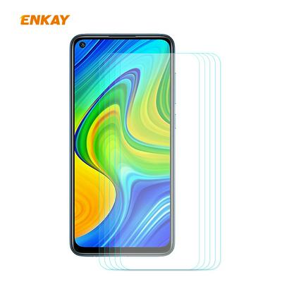 5PCS ENKAY Straw Hat Prince 0.26mm 9H Hardness 2.5D Full Screen Cover Arc Edge Toughened Glass Protective Film for Xiaomi Redmi 10X 4G