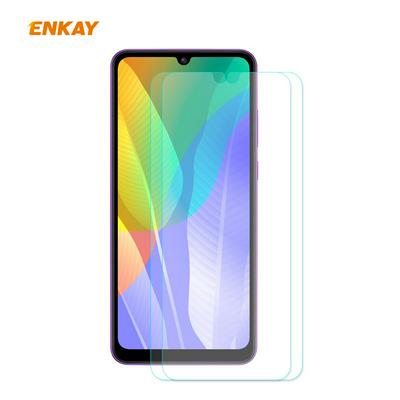 2PCS ENKAY Straw Hat Prince 0.26mm 9H Hardness 2.5D Full Screen Cover Arc Edge Toughened Glass Protective Film for HUAWEI Y6p(2020)