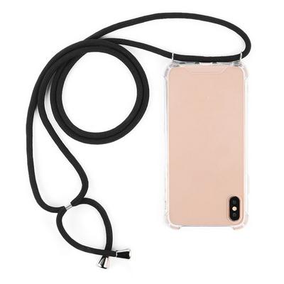 Clear Phone Case with Neck Strap Acrylic Back Cover and TPU Bumper for iPhone XR
