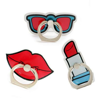 Finger Ring Mobile Phone Holder 360 Degree Rotatable Universal Phone Ring Stand with Sticky Fashion Accessory Stickers 