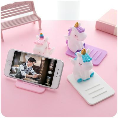 Novelty Unicorn Phone Holder Non-slip Silicone Stand Angle-adjustable Phone Rack for Desktop Table Dashboard