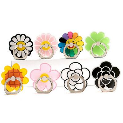 4pcs Cartoon Fresh Flower Pattern 360 Degree Rotatable Mobile Phone Lazy Finger Ring Stand DIY Mobile Phone Decoration Accessories