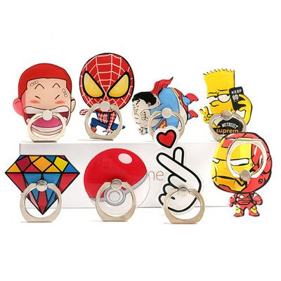 4pcs Cartoon LOGO Diamond Iron Man Pattern 360 Degree Rotatable Mobile Phone Lazy Finger Ring Stand DIY Mobile Phone Decoration Accessories