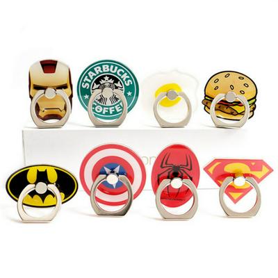 4pcs Cartoon LOGO Avengers Superman Hamburger 360 Degree Rotatable Mobile Phone Lazy Finger Ring Stand DIY Mobile Phone Decoration Accessories