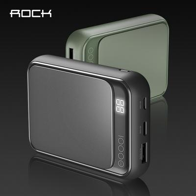 ROCK P63 Mini Digital Display Micro USB / Type-C Dual Inputs 10000mAh Power Bank for Mobile Phones Tablets