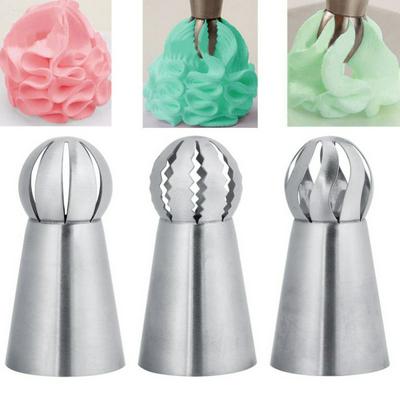 3Pcs Cake Icing Nozzles Piping Tips Lace Mold Pastry Decorating Kitchen Baking Decoration Colorful Ball