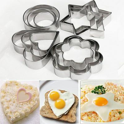 12Pcs Baking Moulds Cookie Cutters Plunger Biscuit DIY Mold Star Heart Cutter Baking Pastry