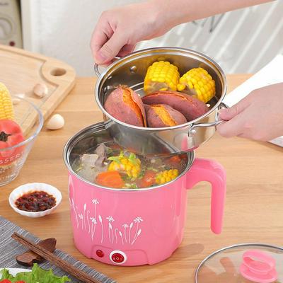 Electric Frying Pan Stainless Steel Hot Pot Rice Noodles Plate Steamed Egg Soup Heating Pan 1.5L  