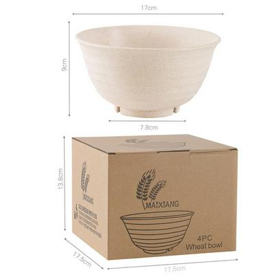 4pcs Environmentally Friendly Degradable Wheat Straw Instant Noodles Bowl