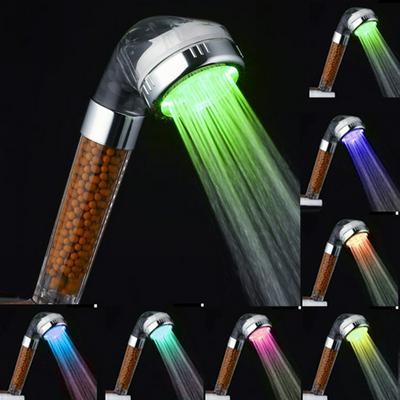SDS-A23 LED Shower Heads Water Filter Anion Retained Temperature Control and Colorful Negative Ion Filtration 7 Colors Change
