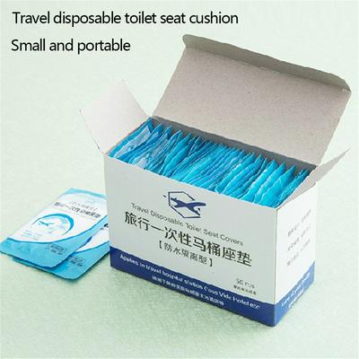 50pcs Portable 100% Waterproof Safety Disposable Toilet Seat Cover Mats for Travel / Camping Baths Accessories 