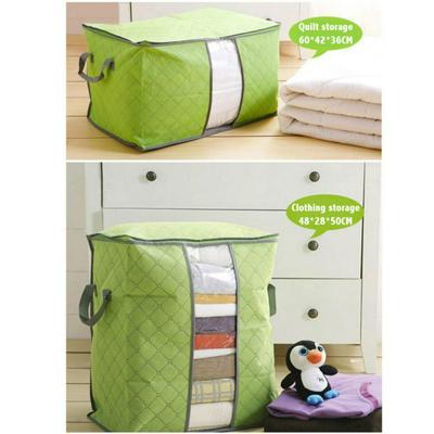 Portable Dust-Proof Non Woven Travel Home Bamboo Charcoal Bedding Clothes Quilt Zipper Storage Bag 