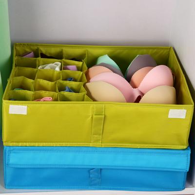 44x34x12cm 16 Grid 2 in 1 Multi-Functional Oxford Fabric Washable Folding Drawer Organizer Storage Box with Cover for Socks Underwear Ties Bra 