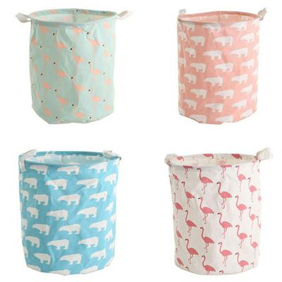 35x44cm A738 Polar Bear Flamingo Pattern Home Folding Linen Laundry Debris Toy Dirty Clothes Barrel Storage Basket 