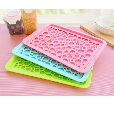 40x27cm Multi-Function Double-Layer Hollow Kitchen Fruit Vegetable Cup Drain Plastic Compartment Tray Shelf Storage Rack
