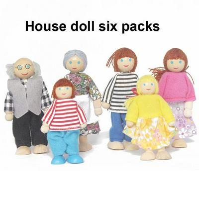 Kids Lovely Happy Dolls Family Playset Wooden Figures 