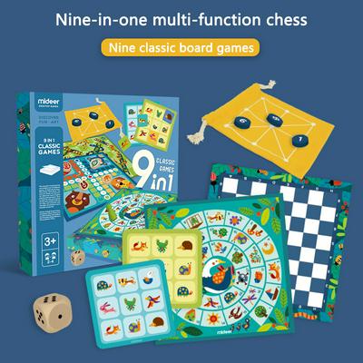 Mideer Children's Board Games Flying Chess Backgammon Chess Checkers Educational Toys 9-in-1 Multi-Function Chess