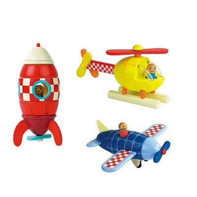 Magnetic Removal of Assembly Model Wooden Airplane Helicopter Rocket Puzzle Educational Toys for Children  