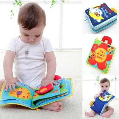 12 Pages Soft Baby Rustle Sound Infant Educational Portable Zipper Cloth Book Toys for Kids Less Than 3 Years Old