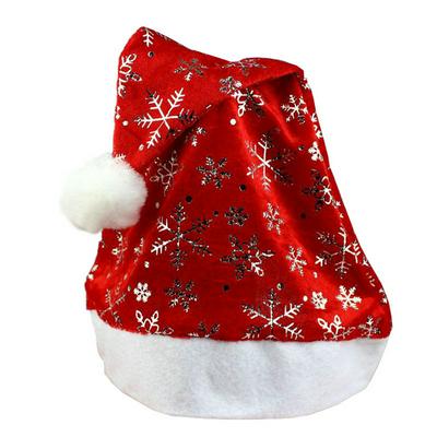 3Pcs * Christmas Decorations Snow Hats Adult Short Plush Printed Snow Hats