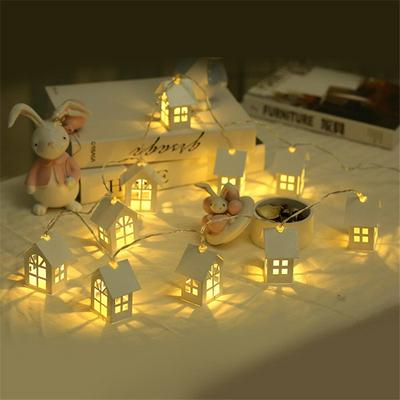 2m 10pcs 2AA Battery Box LED Christmas Tree House Shaped Fairy Light String Wedding Natal Garland New Year Christmas Decorations for Home