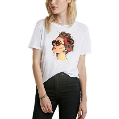 Women's Short Sleeve Crewneck T-shirts Loose Casual Printed Tee