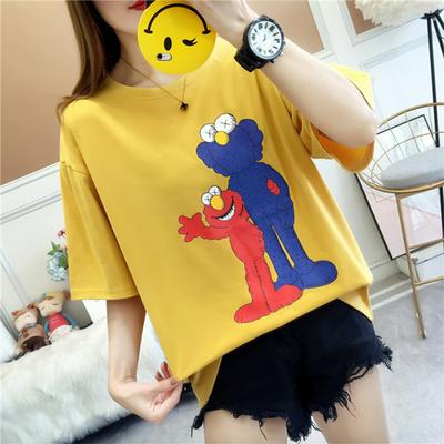 Kaws Sesame Street Cartoon Short Sleeve T-Shirt Women's Loose Couple Top