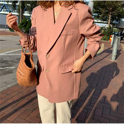 Women's Button Down Blazer Fashionable Plain Suit Jacket