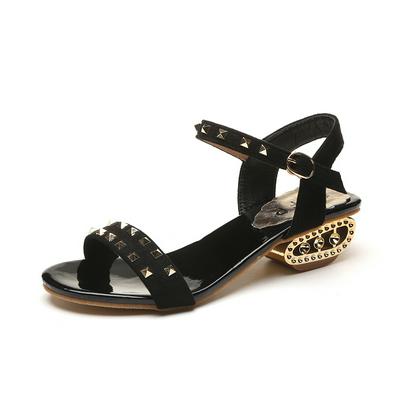 Rivet Sandal Cowhells Bottom Wild Match Female Sandals Sandals Summer Breathable