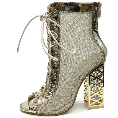 2019 New Summer Sandal Sexy Golden Bling Gladiator Sandals Women Pumps Shoes Lace-Up High Heels Sandals Boots gold