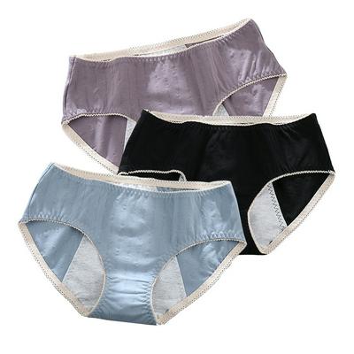3pcs Women's 100% Cotton Panties Absorbent Underwear Trimmed with Lace