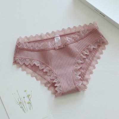 17036 Thread Pure Cotton Lace Edge Sexy Comfortable Low Waist Underpants for Women