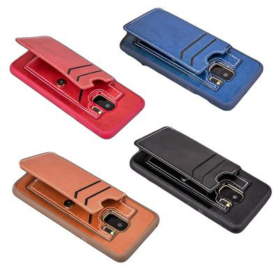PU Leather Coated PC + TPU with Card Holder Stand Support Picture Frame Back Cover Case for Samsung Galaxy S9 