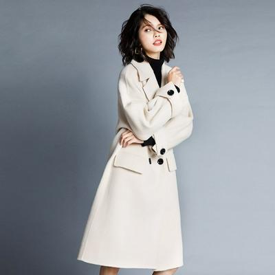 Solid Color Double-faced Coat Female Korean Large Size Loose  Windbreaker Jacket Wool Coat
