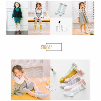 Long Cotton Stocking Kid Princess Girls Socks Children's Knee High Socks with Lace Baby Leg Warmers 