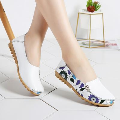 2019 Spring New Ladies Flat Shoes Leather Shoes Non-slip Shock Absorbing Breathable Flat Shoes for Women's Leather shoes