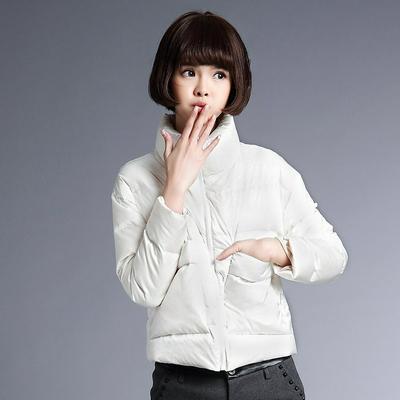 Korean Fashion Short Down Jacket Female High Stand Collar Long Sleeve Warm Thicken Coat
