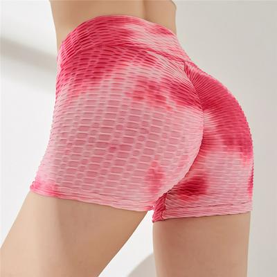 Tie Dye Jacquard Women Gym Exercise High Waist Legging Fitness High Elasticity Running Athletic Trousers Push Up Hip Yoga Pants Sports Shorts