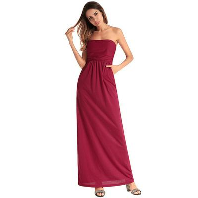 Solid Color Dress Boob Tube Top Dress Milk Silk Stitching High Waist Leak Back Strapless Skirt