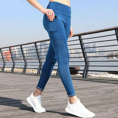 S-XL Size Solid Color Tight-Fitting Elastic High Waist Quick-Drying Lift The Hip Sports Yoga Running Fitness Pants