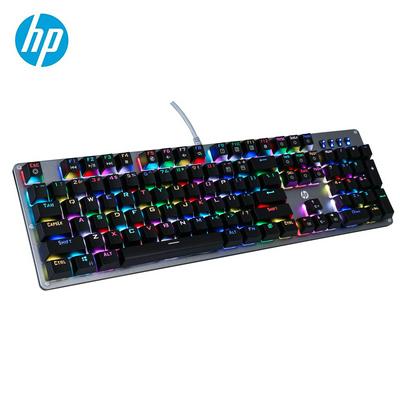 HP GK100 Mechanical Keyboard Gaming 104 Keys Color Backlit Metal Board GK100 N Key Rollover Keyboard Brown Switch For Gamer Computer